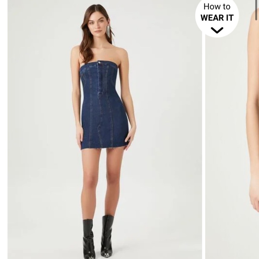 Raw - Cut Denim Tube Mini Dress. New with tags.